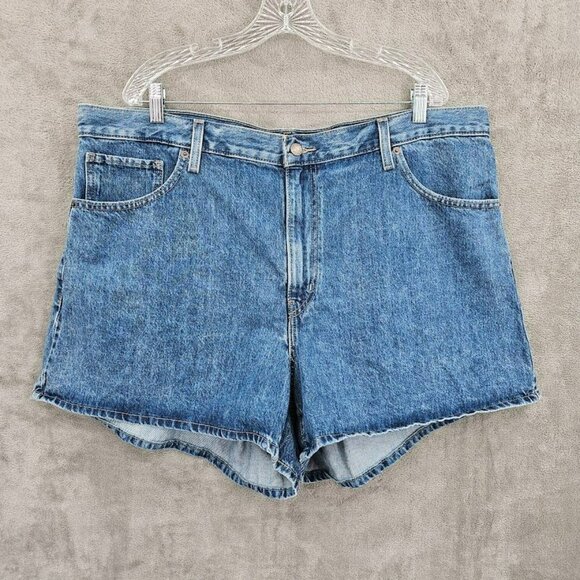Levis High Waisted Mom Shorts 20W Medium Blue Wash Denim Jean Jorts Cotton Plus - Picture 13 of 14